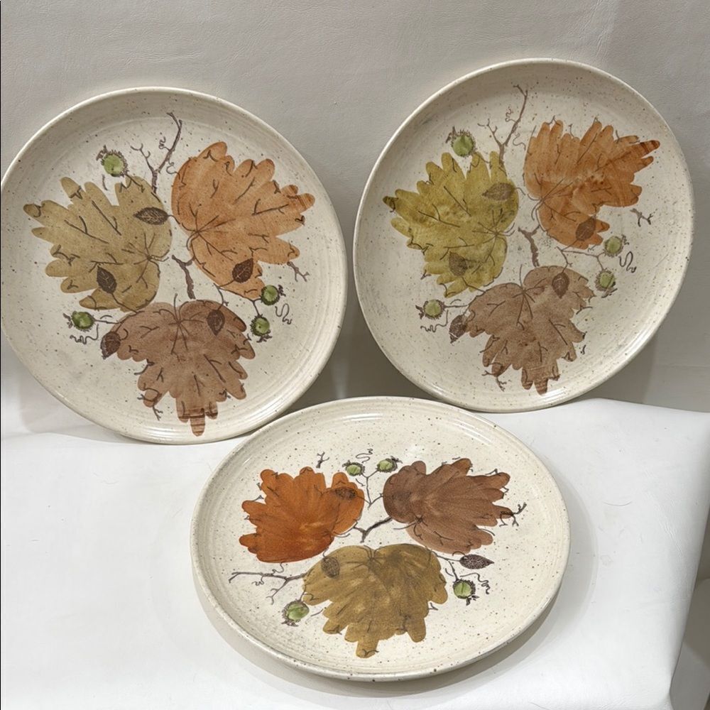 Poppytrail Woodland Gold Brown Orange Autumn Leaf Dinnerware Hand Decorated Set
